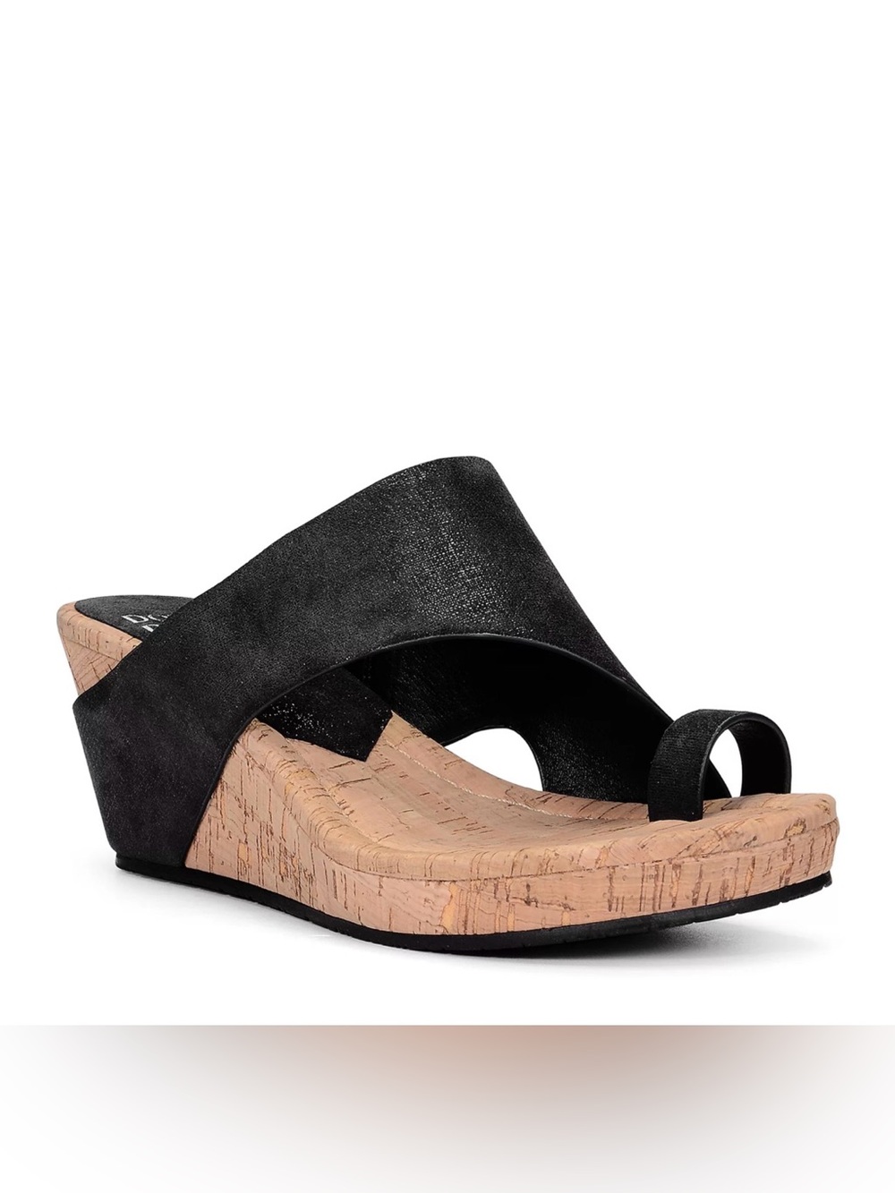 Donald Pliner size 8.5 M Black Cork Wedge Toe-Ring Sandal - Women no box new